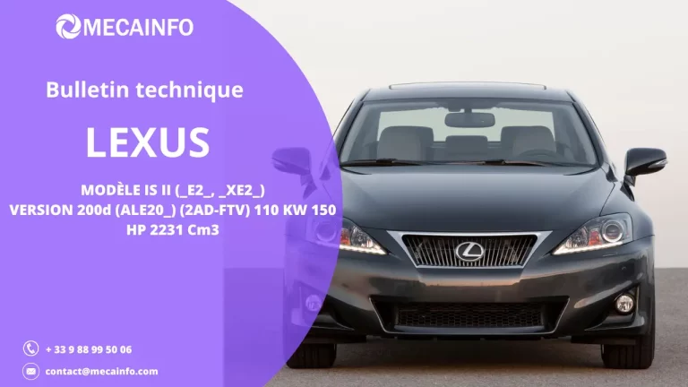 Bulletin technique avec procédure de réparation pour Lexus IS II